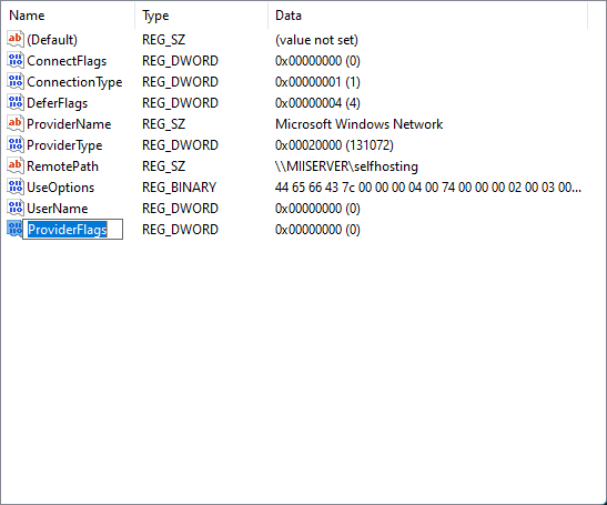 Windows Registry Editor, DWORD renaming